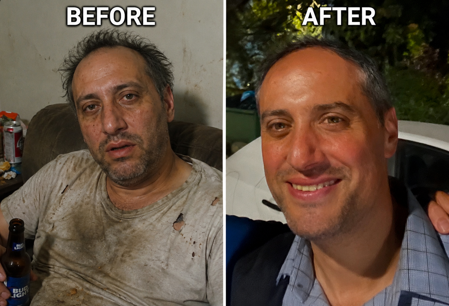 Before and after photos of a Reta user — 30 day transformation